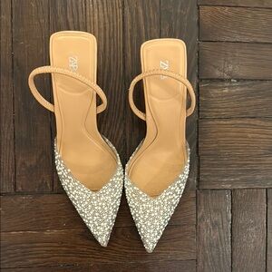Zara Women's Silver Embellished Heels